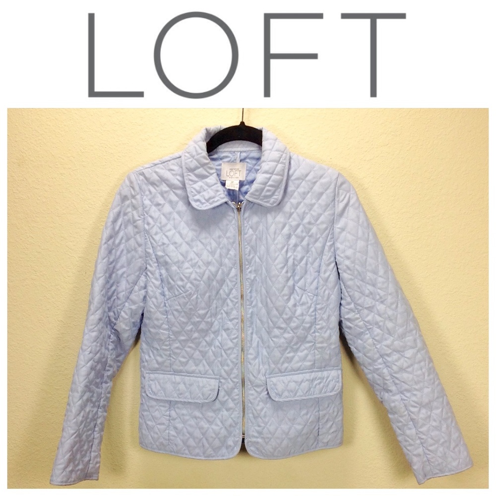 Loft Light Blue Quilted Fitted Jacket
